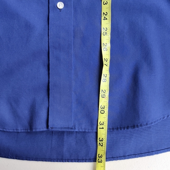 VAN HEUSEN Wrinkle Free Shirt L Navy Blue Short Sleeve Button Down Men's - Picture 7 of 9